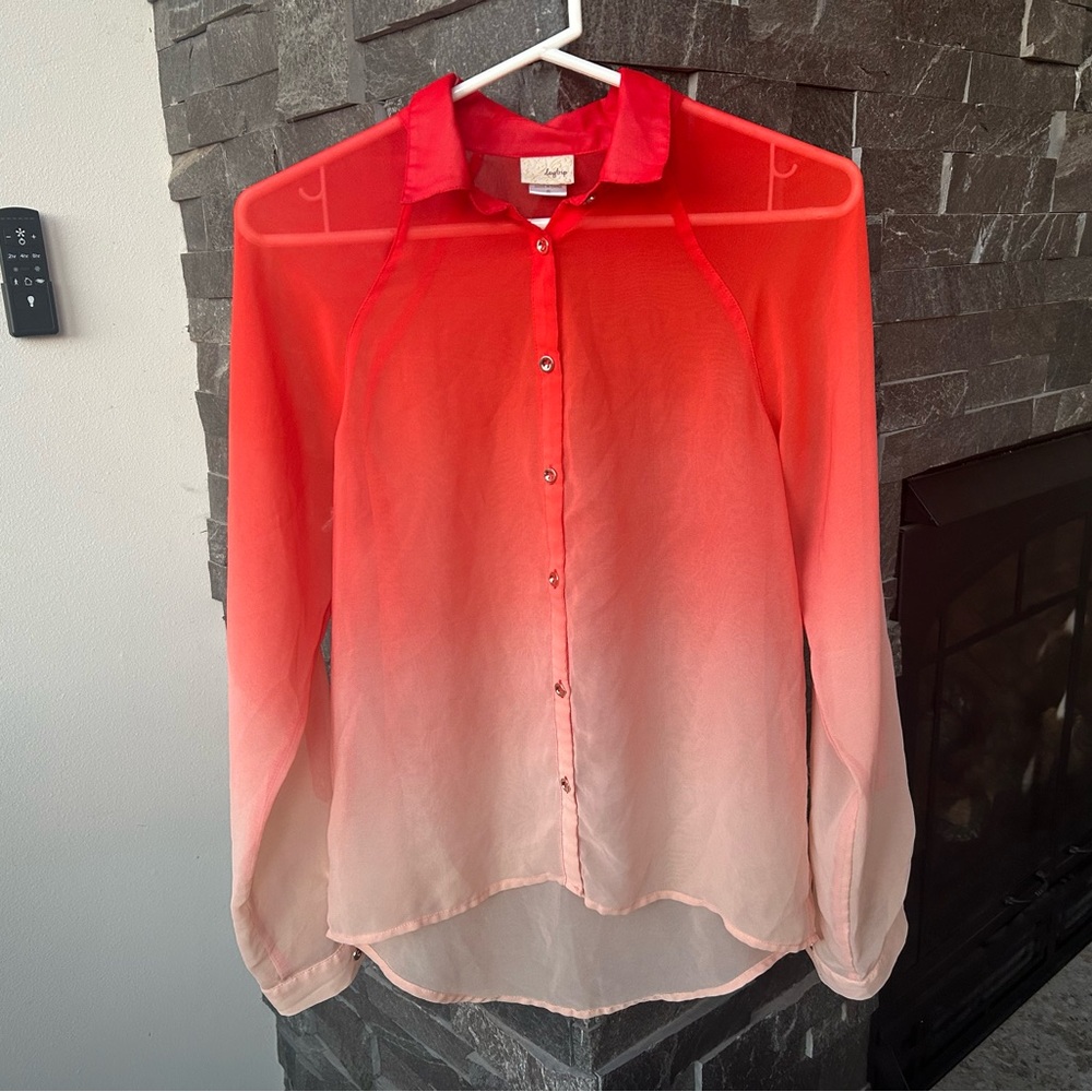 Daytrip Orange and White Ombre Button-Up Shirt